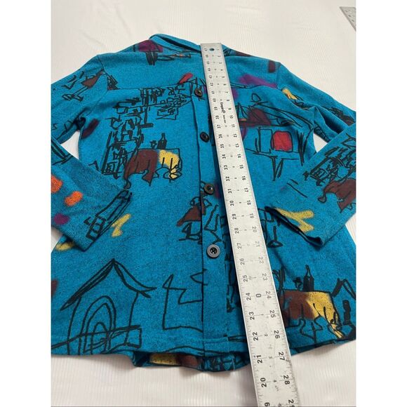 Parsley & Sage Art To Wear Blue Boho Button Up Cardigan Jacket Size Small - Picture 8 of 8